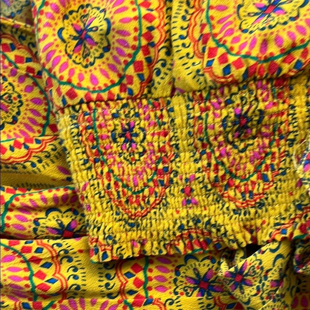 Maeve by Anthropologie Yellow Patterned Women's Top sizes small - Picture 4 of 9